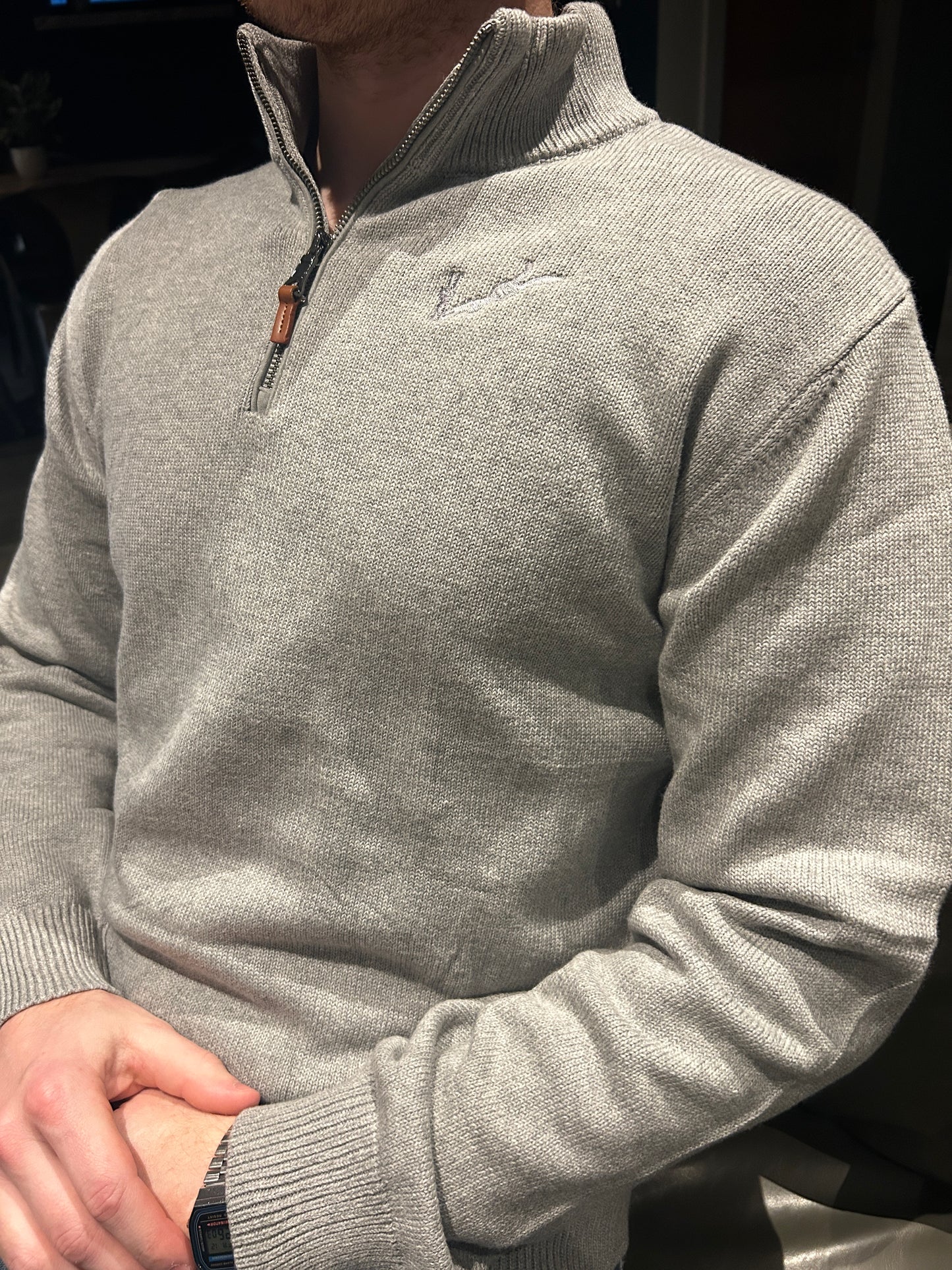 Men’s Cotton Quarter Zip - Grey