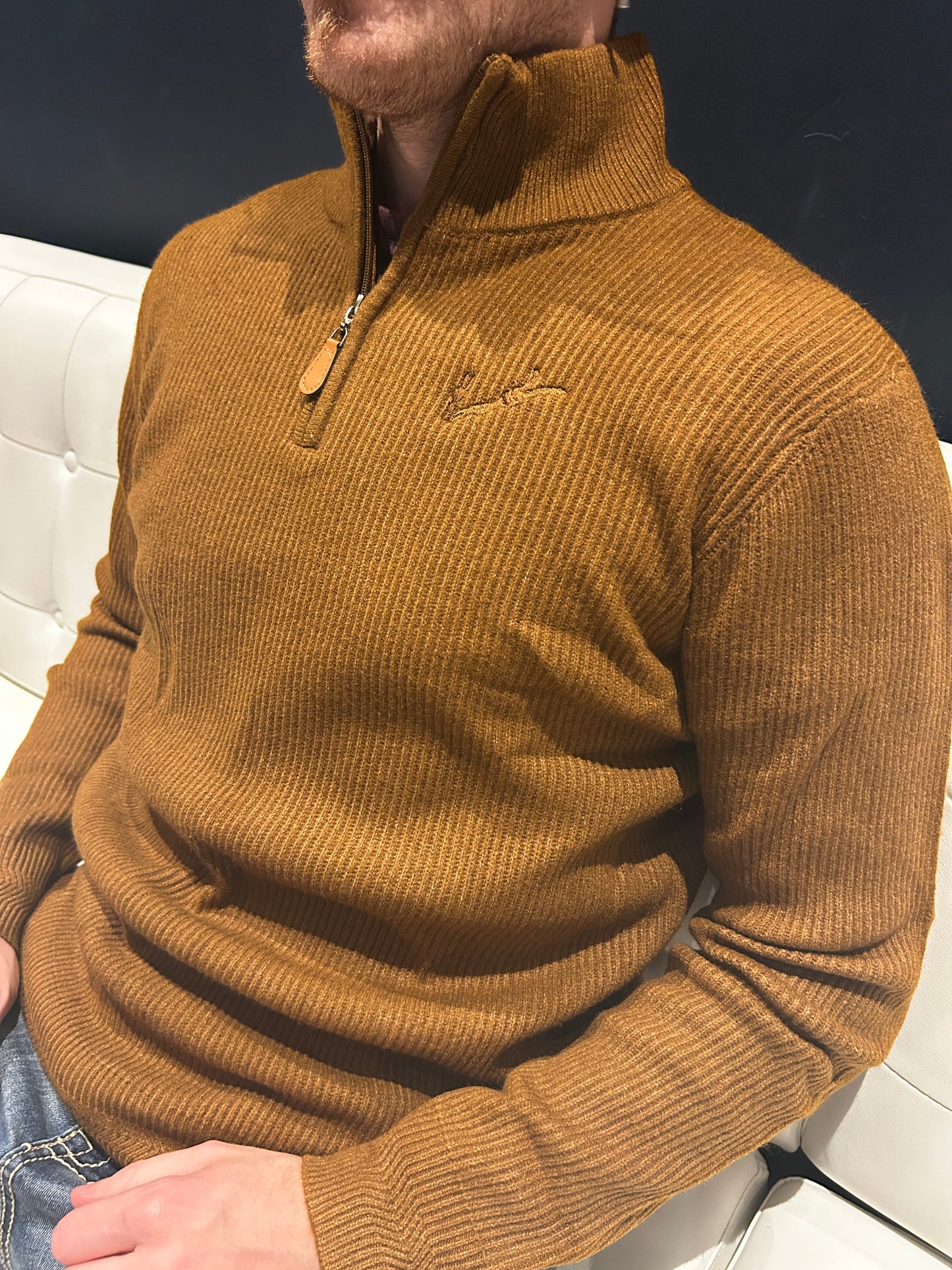 Men’s Knit Quarter Zip - Coffee