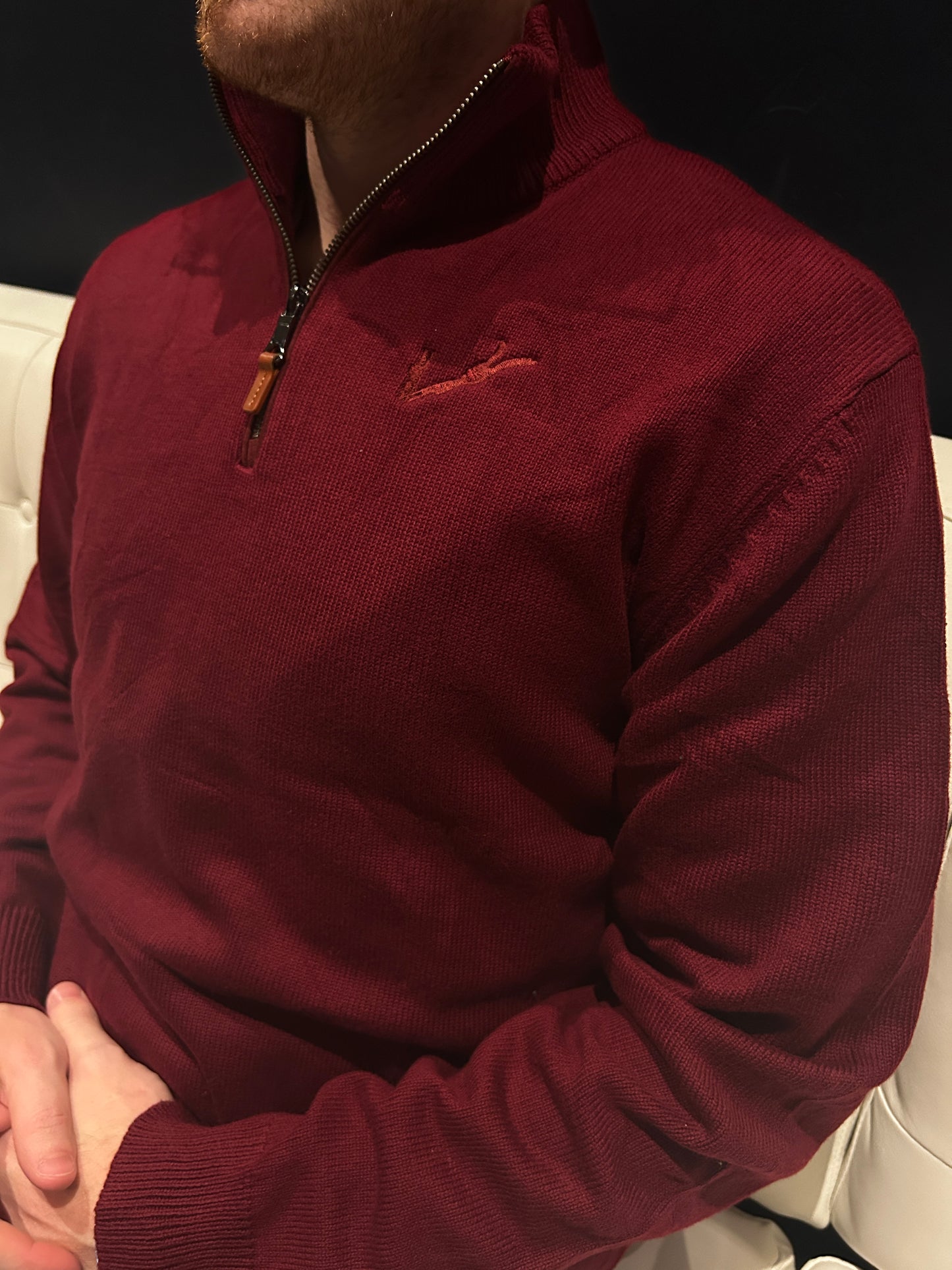 Men’s Cotton Quarter Zip - Maroon