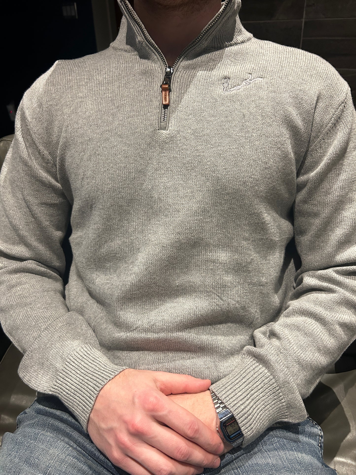 Men’s Cotton Quarter Zip - Grey