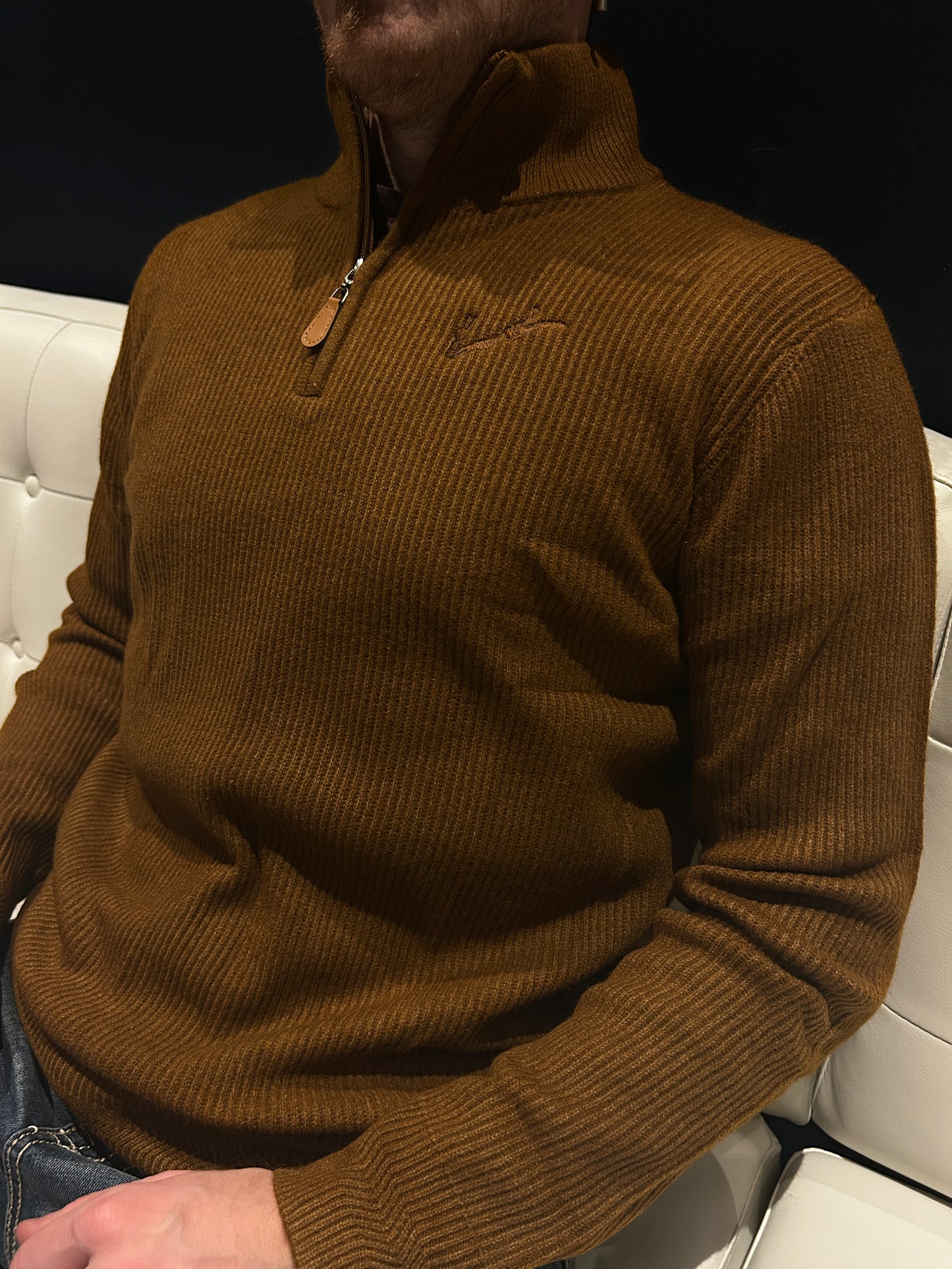 Men’s Knit Quarter Zip - Coffee